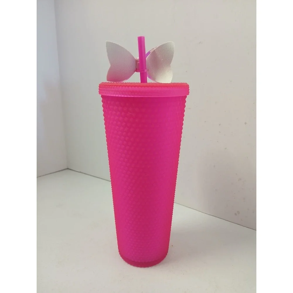 Starbucks 2023 Hot Pink Soft Touch‎ Studded Cold Cup Tumbler 24 oz